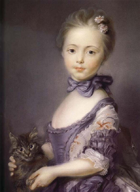 Jean-Baptiste Peronneau A Girl with a Kitten China oil painting art